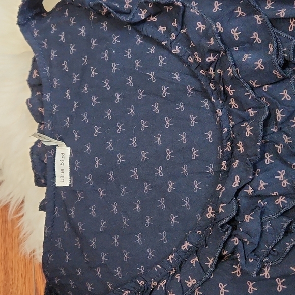 Blue Bird Ruffle Bust Navy Blue Midi Dress - Picture 3 of 5